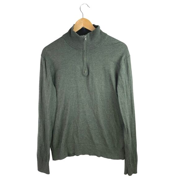 Banana Republic Premium Cotton Cashmere Men's Green 1/4 Pullover Sweater Sz M - Picture 1 of 4